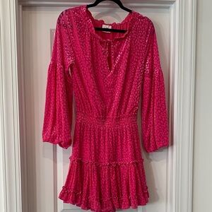 Buddy Love Vibrant Pink Ruffle dress modern hearts lined XS NWOT